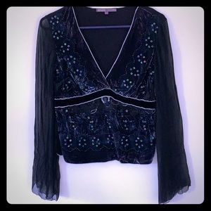 Black Velvet Sequin Blouse